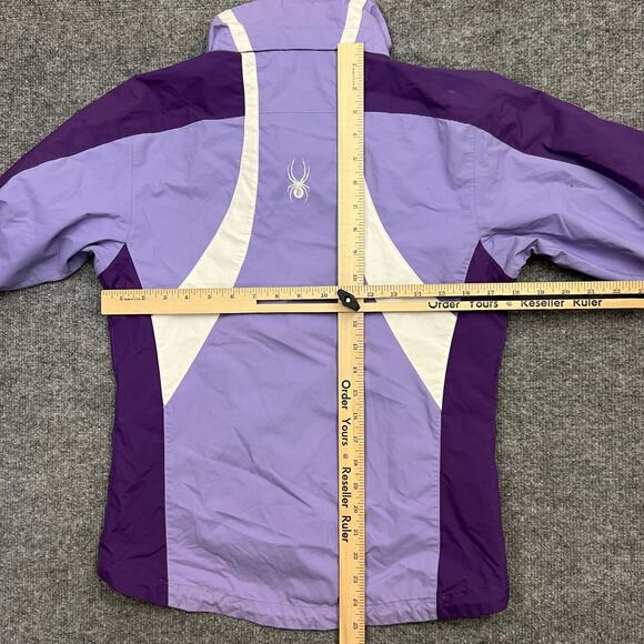 Spyder Windbreaker Jacket Girls 12 Purple White Mock Neck Ski Snowboard - Picture 12 of 14
